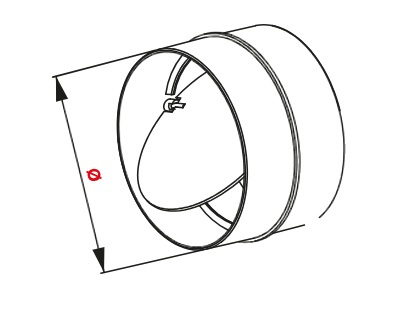 Went. KO125-22 łącznik kanału okrągłego z zaworem