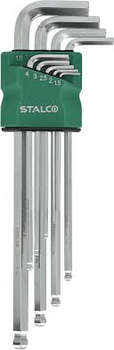 STALCO Klucze sześciokątne 1,5-2,5-3-4-5-6-8-10mm imbusy z kulką długie CrV S-48366