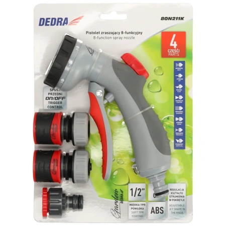 DEDRA Pistolet zraszający 8-funkcyjny TIGER CONTROL zestaw 4cz